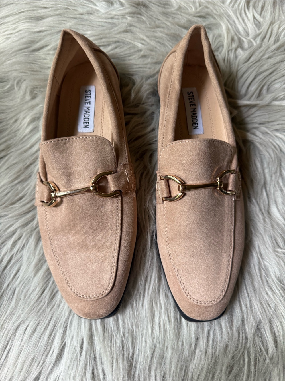 Steve Madden Blush Tan Suede Horsebit Loafers